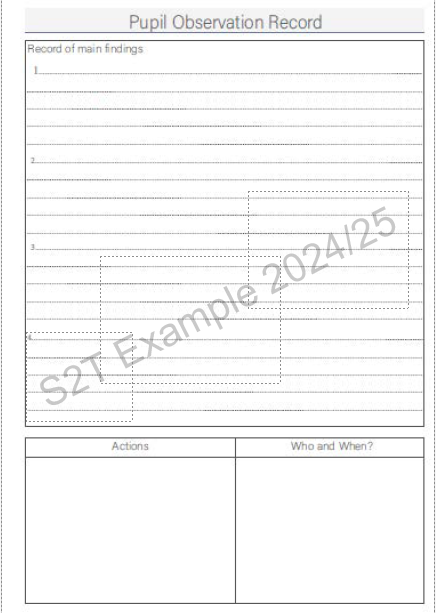 Pupil observation form pack